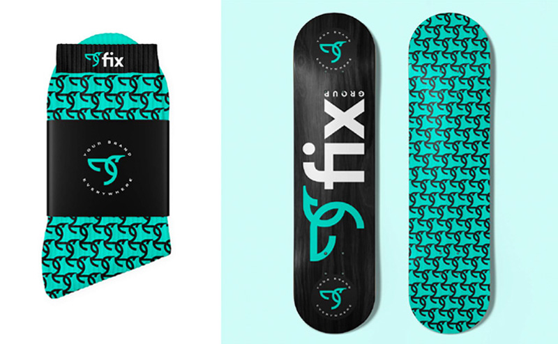 Beautiful photo of Fix Group Branded merch displayed on a table